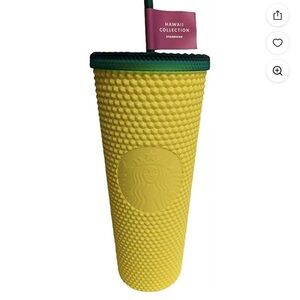 Starbucks Yellow Tumbler with Green Lid